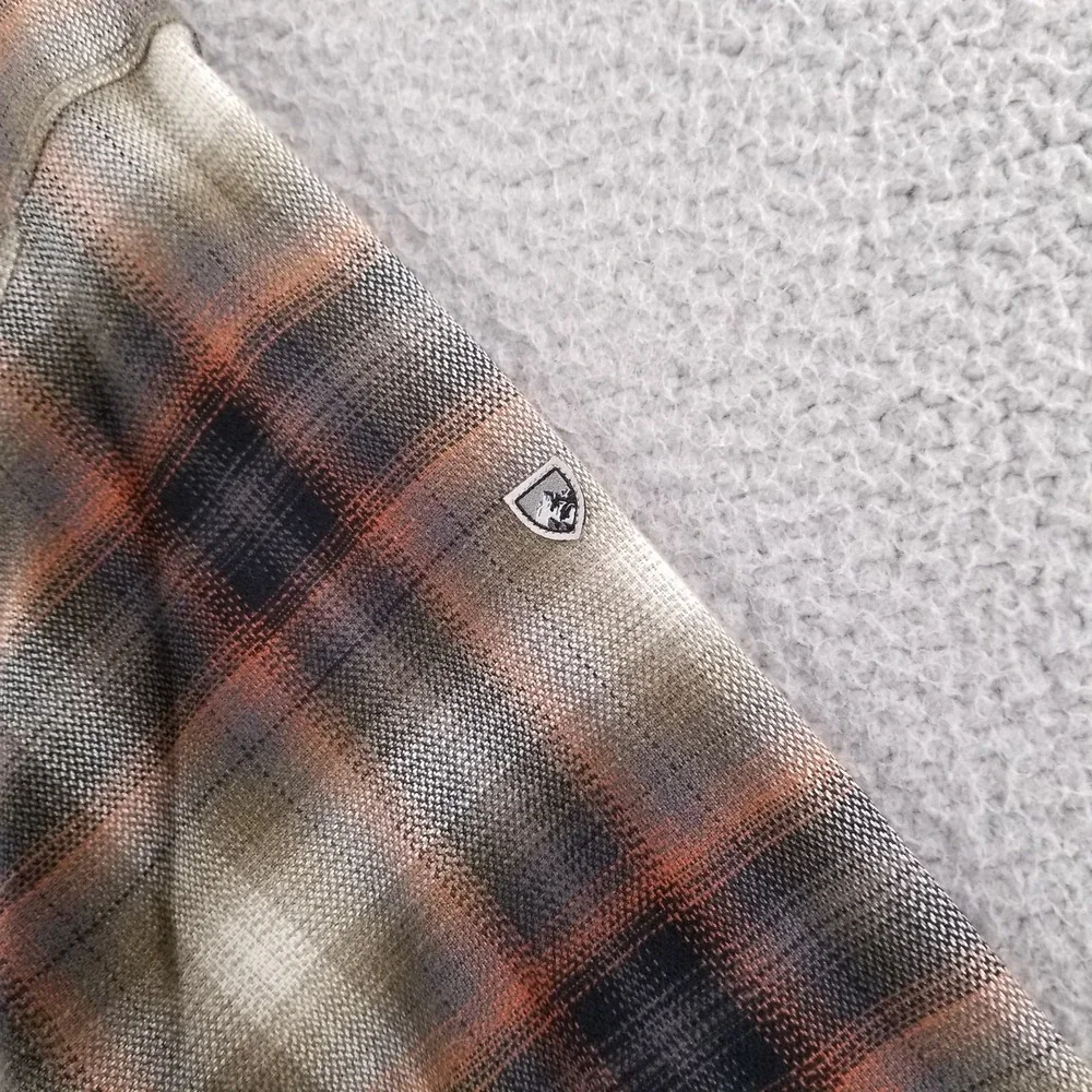 Kuhl Shirt Mens XL Brown Plaid The Law Flannel Outdoor Hiking Workwear Button Up